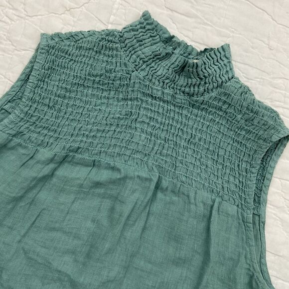 Cloth & Stone 100% Linen Ruched High Neck Blouse size XS - Picture 6 of 13